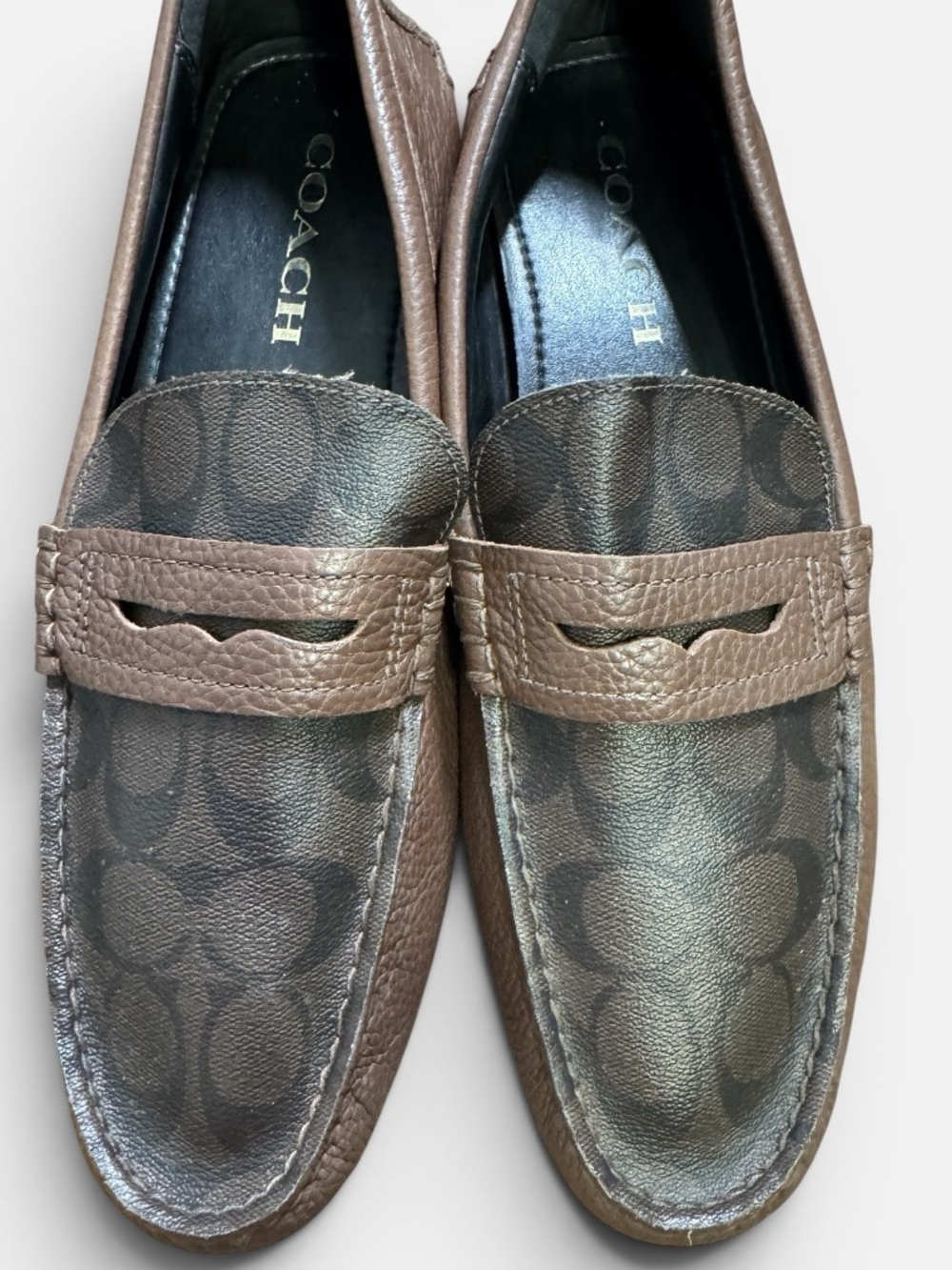 Coach Mott Men’s Penny Driver Loafers in a brown signature logo canvas Sz. 12 - Picture 2 of 11